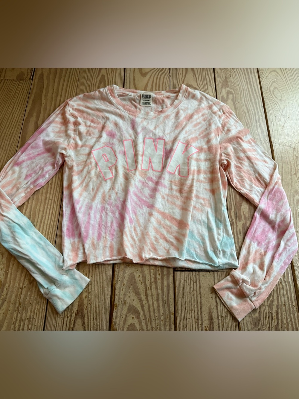 PINK Victoria's Secret Tie-Dye Long Sleeve Crop Top - Small